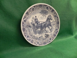 art nr: 430 vintage delft Blauw bord paard en wagen