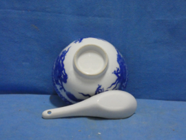 art nr: 1302 vintage Chinees soepkom set met lepel