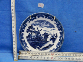 art nr: 789 vintage Delfts Blauw schaal Molen aan het water