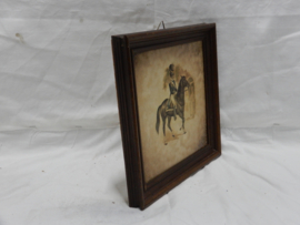 art nr: 668 vintage sierlijke wandtegel van man op paard