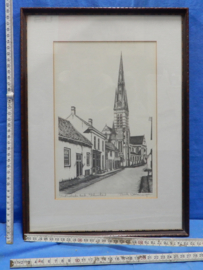 art nr: 616 vintage pentekening van Klundert door Dick Ottenvanger