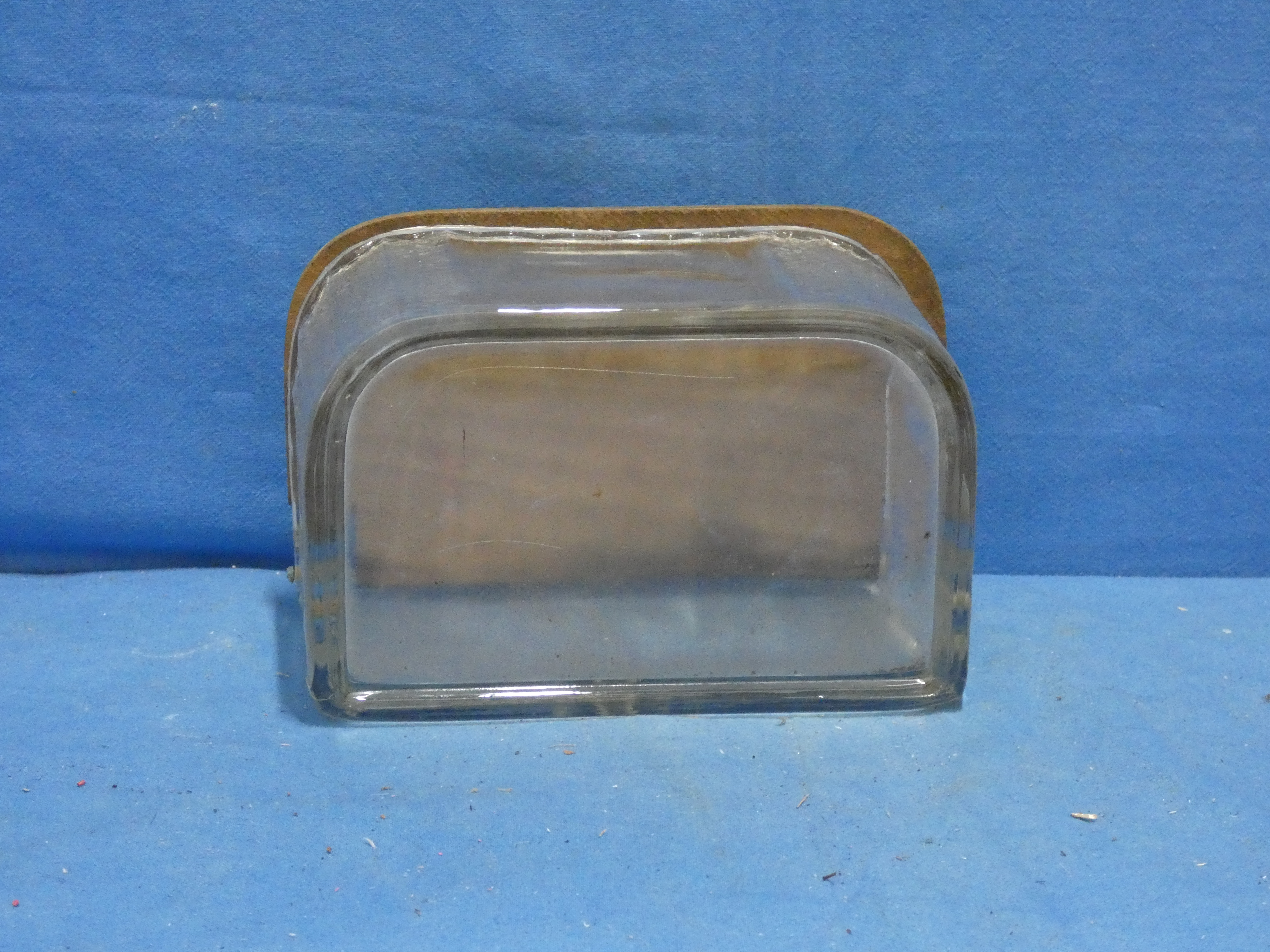 art nr: 1274 vintage glazen zoutpot met houten deksel