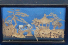 art nr: 1030 vintage Chinees kurk diorama handsnijwerk