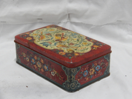 art nr: 963 vintage blikken opberg trommel met vogels