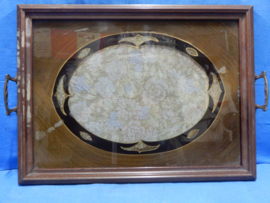 art nr: 689 vintage dienblad ingelegd met kant