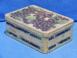art nr: 600 vintage theeblik met druiven motief
