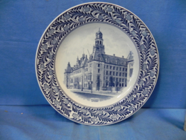 art nr: 478 vintage Delfts blauw bord stadhuis Rotterdam