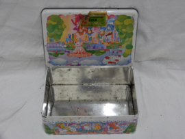 art nr: 126 vintage Verkade koektrommel met kermis afbeelding