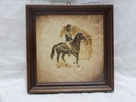 art nr: 668 vintage sierlijke wandtegel van man op paard