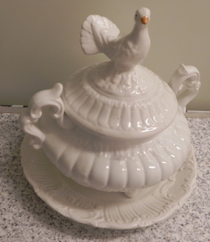 art nr: 279 vintage keramieken duiven aardappelen pan