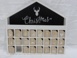 art nr: 34 vintage advent huisje met vakjes