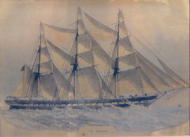 art nr: 621 vintage Kopergravure van de driemaster Sobraon