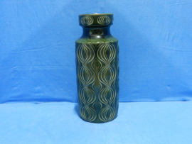 art nr: 1080 vintage groene gedecoreerde oude vaas