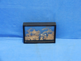 art nr: 1030 vintage Chinees kurk diorama handsnijwerk