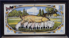 art nr: 709 vintage gedenkbord aan varkensfokkerij in Rosmalen