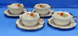 art nr: 571 vintage Oxford set 4 kop en schotels