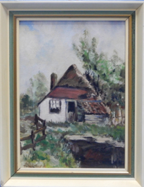 art nr: 707 vintage schilderij van een boerderij