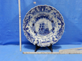 art nr: 762 vintage delft blauw gedenkbord van een huwelijksfeest 1946