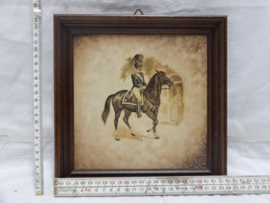 art nr: 668 vintage sierlijke wandtegel van man op paard