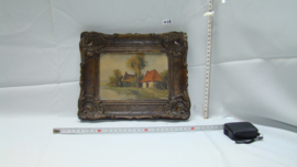 art nr: 427 antiek schilderij met boerderijen