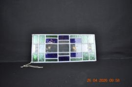 art nr: 700 vintage glas in lood raam opgebouwd in Mondriaan blokken