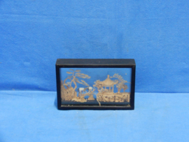 art nr: 1030 vintage Chinees kurk diorama handsnijwerk