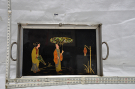 art nr: 900 vintage Chinees verzilverd dienblad