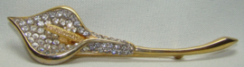 art nr: 55 vintage broche double met zirkonen