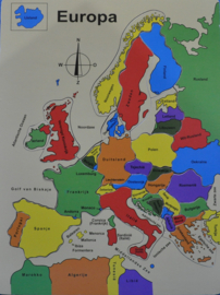art nr: 889 vintage houten bord puzzel van Europa