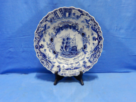 art nr: 762 vintage delft blauw gedenkbord van een huwelijksfeest 1946