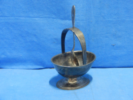 art nr: 734 antiek zilver bonbon mandje met lepel