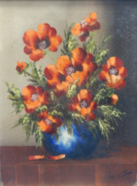 art nr: 635 vintage schilderij van een stilleven met bloemen
