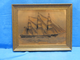 art nr: 621 vintage Kopergravure van de driemaster Sobraon