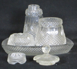 art nr: 1530 vintage glazen peper, zout en mosterd set