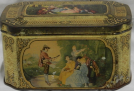 art nr: 964 antiek theeblik van de Gruyter, goudmerk thee
