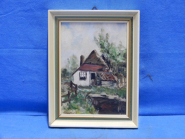 art nr: 707 vintage schilderij van een boerderij