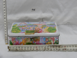 art nr: 126 vintage Verkade koektrommel met kermis afbeelding