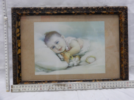art nr: 674 vintage schilderij met baby foto