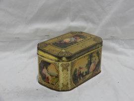 art nr: 964 antiek theeblik van de Gruyter, goudmerk thee