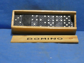 art nr: 1316 vintage domino spel in een houten kistje
