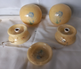 art nr: 534: antieke Alabaster tafellampen met asbak