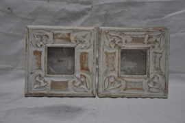 art nr: 915 vintage schilderijtjes van grenenhout, 2 stuks
