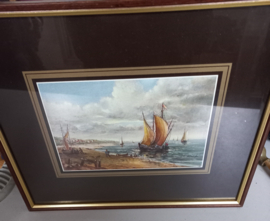 art nr: 92 vintage schilderij schepen op de zuiderzee