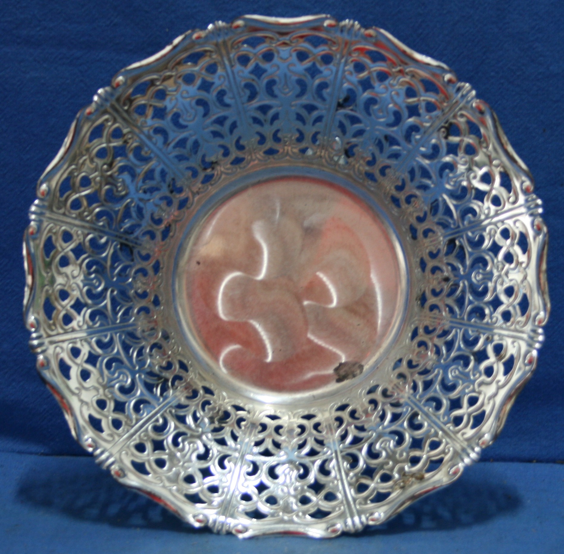 art nr: 345 vintage verzilverde bonbon schaal