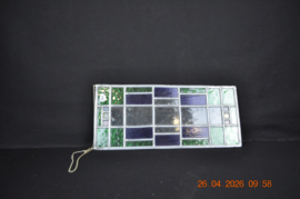 art nr: 700 vintage glas in lood raam opgebouwd in Mondriaan blokken