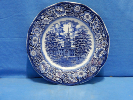 art nr: 781 antiek Delfts Blauwe schaal Independence Hall