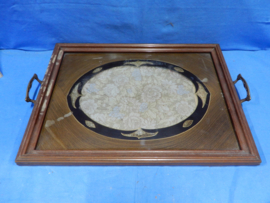 art nr: 689 vintage dienblad ingelegd met kant