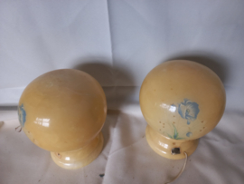 art nr: 534: antieke Alabaster tafellampen met asbak