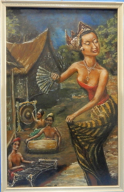 art nr: 308 vintage Javaans schilderij