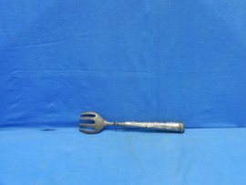 art nr: 1055 vintage tinnen vork en lepel met zilveren steel